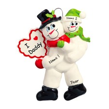 PERSONALIZED Single Parent Dad with 1 Child I Love Daddy Christmas Tree Ornament