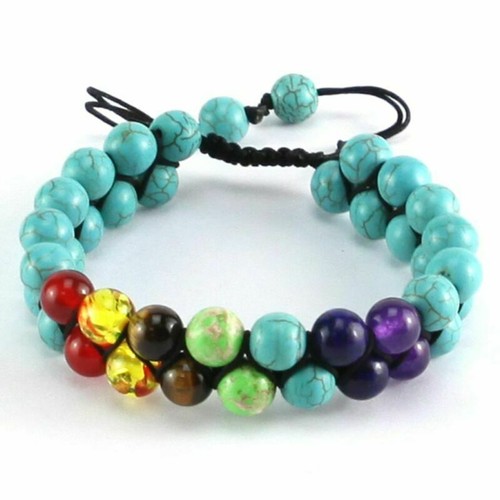 Natural Stone Bead 7 Chakra Healing Bracelet Braided Yoga Reiki Energy Bangle - Picture 13 of 14