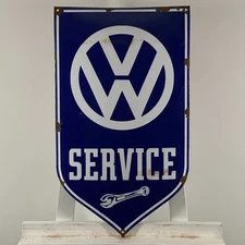 Volkswagen Enamel Sign - 60x35cm (23.6x13.8") - Rare Nice Garage Service Signage