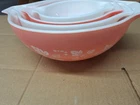 Vintage mid-20th Cent. PYREX Gooseberry Cinderella Mixing Bowl Set of 4 ovenware