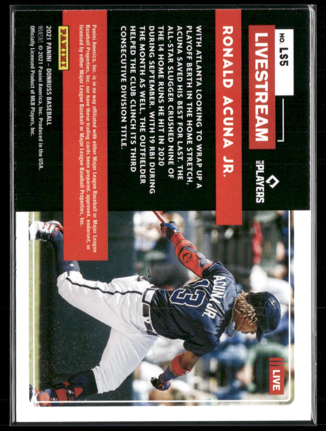 2021 Donruss #LS5 Ronald Acuna Jr. Livestream Pink Fireworks