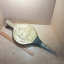 Large Bellows Fire Blower 17 Inch Embossed Brass Working Vintage Display Lot A