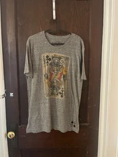 Lucky Brand Tshirt Size M King Bear Poker Card with Embroidered Accent Y2K