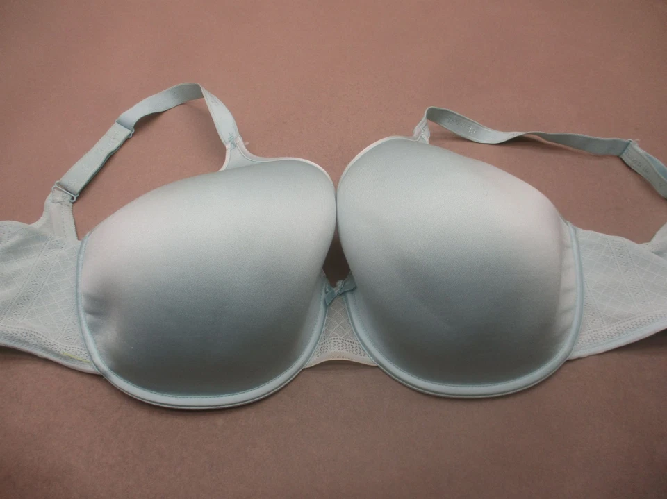 Sutiã Demi 38H CHANTELLE Feminino Azul Forrado com Aro Fecho Traseiro Cobertura Total 10E - Imagem 2 de 4