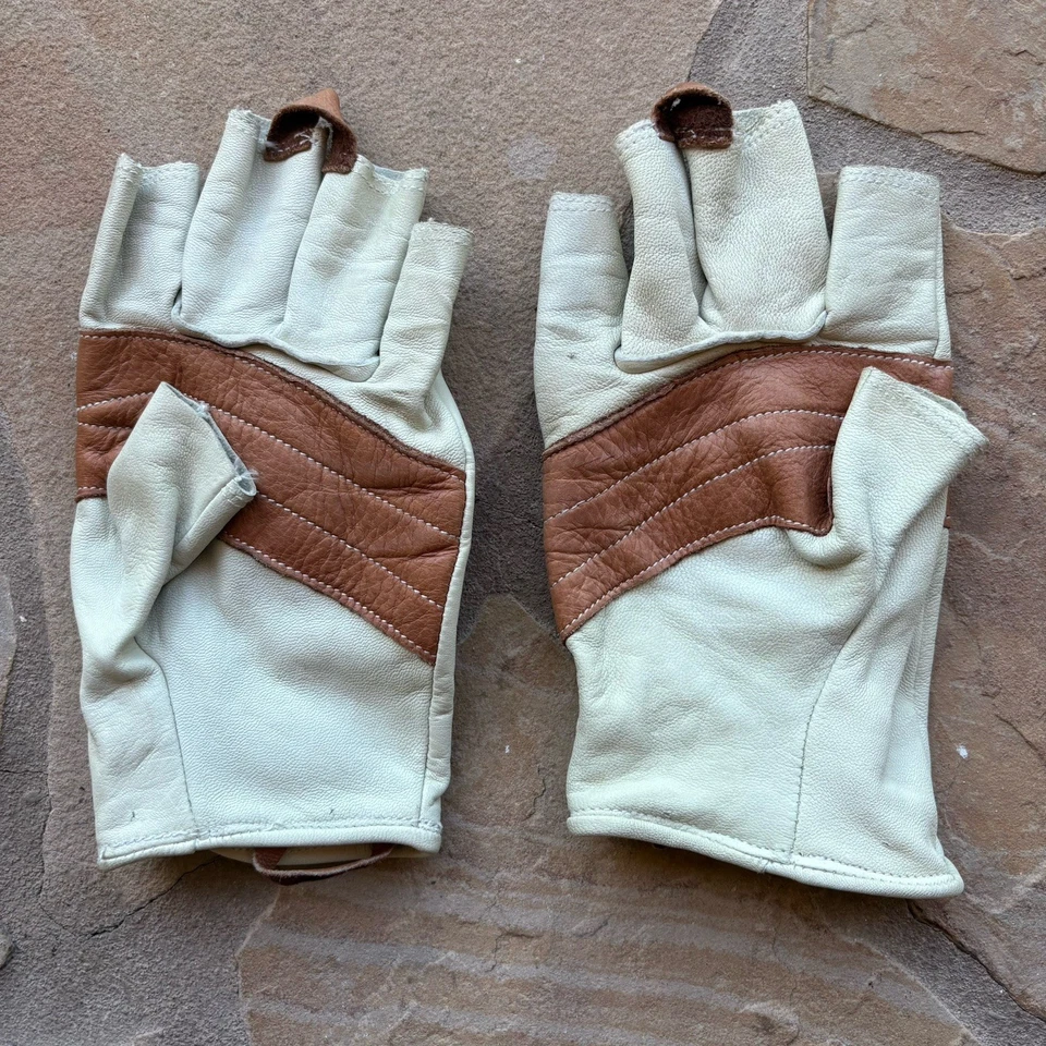 Guantes de Cuero PMI Ligeros Medio Dedo Talla L - XL Rappel Aseguramiento Escalada Foto 2 de 3