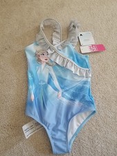 Elsa Frozen Girls Swimsuit Bathing Suit 5/6 Upf50 Disney Dreamwave Blue New