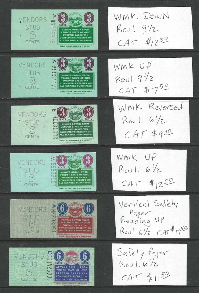 STATE OHIO SALES TAX PREPAID REVENUES w/ RECEIPT TYPE 3 MERRICK STUDY CAT $95.00 - Image 2 of 2