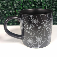 Hyde and Eek Boutique Black Stoneware Spiderweb Halloween Coffee Mug 18oz