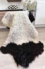 100 Natural Gotland Sheepskin Rug,sheepskin Pelt,Color,White,Black,Brown.