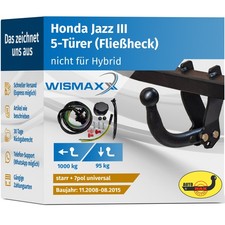 ANHÄNGERKUPPLUNG starr für Honda Jazz III 08-15 +7polig E-Satz ABE