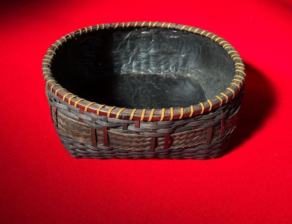 Antique charcoal basket bamboo edition charcoal charcoal basket inscribed tea