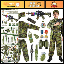 Boys Army Costume - Kids Halloween Soldier Military Outfit, Tactical Dress Up