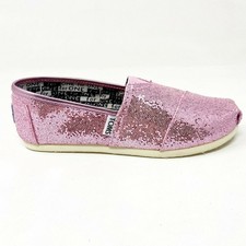 Toms Classics Pink Glitter Youth Slip On Casual Flat Shoes