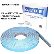 GUDE 720 Pcs 1 roll of 0.25 oz Stick-on GRAY FE Coated Wheel Weight 1/4 oz