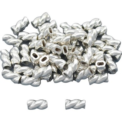 50 Sterling Silver Twisted Crimp Beads 3 x 1.5mm