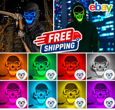LED Skull Mask Full Face Halloween Glowing Cosplay Costume Party Mask