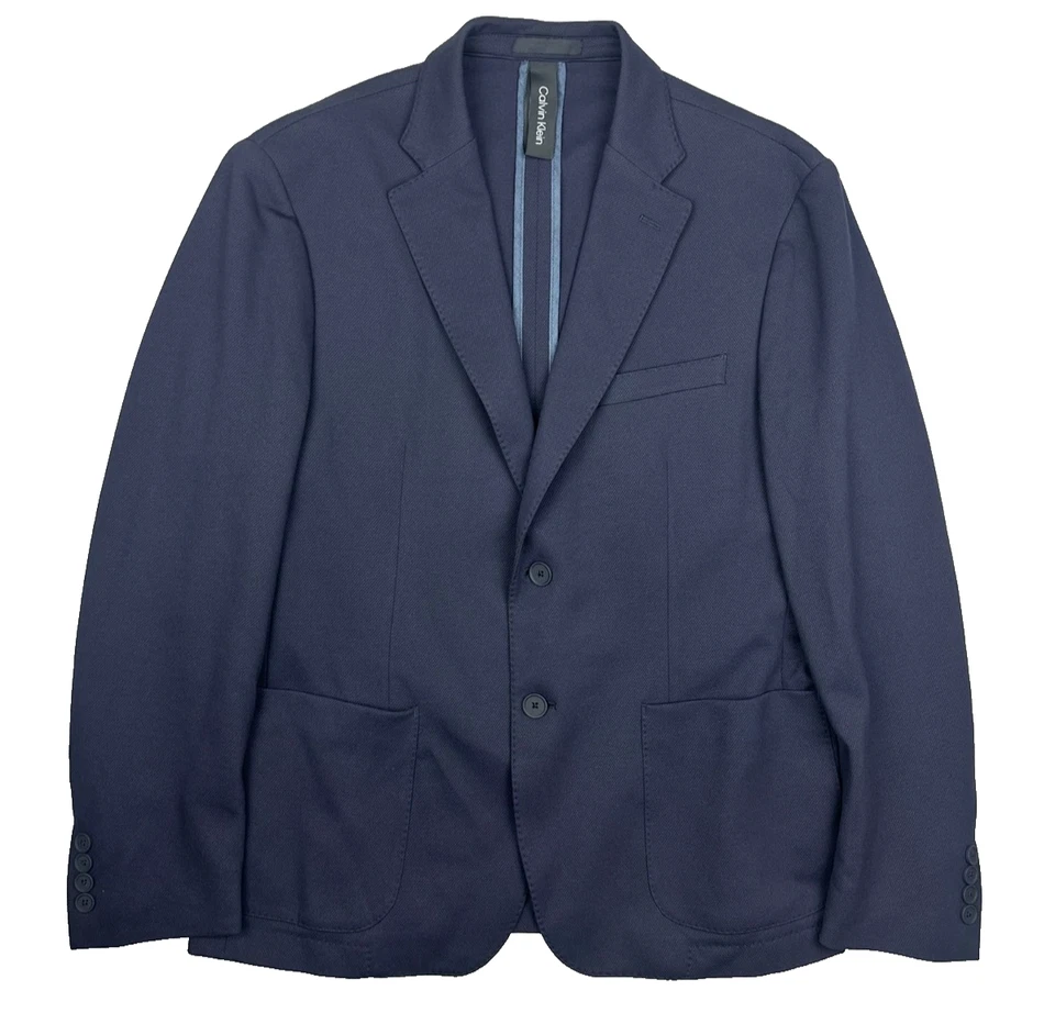 Blazer CALVIN KLEIN Para Hombre Talla 40S Azul Marino Calce Ajustado Tejido Texturizado Sin Forro Foto 2 de 4