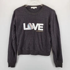 Spiritual Gangster LOVE Sweater Womens Small Sweatshirt Charcoal Gray Pullover