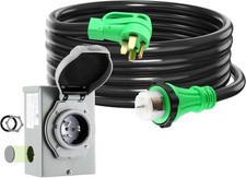 50 Amp Generator Cord 15FT and Pre-Drilled Power Inlet Box,125/250 Volts, NEMA 1