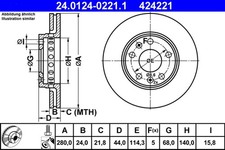2x Bremsscheibe ATE 24.0124-0221.1 für RENAULT DACIA DUSTER MEGANE CC LAGUNA BZ0