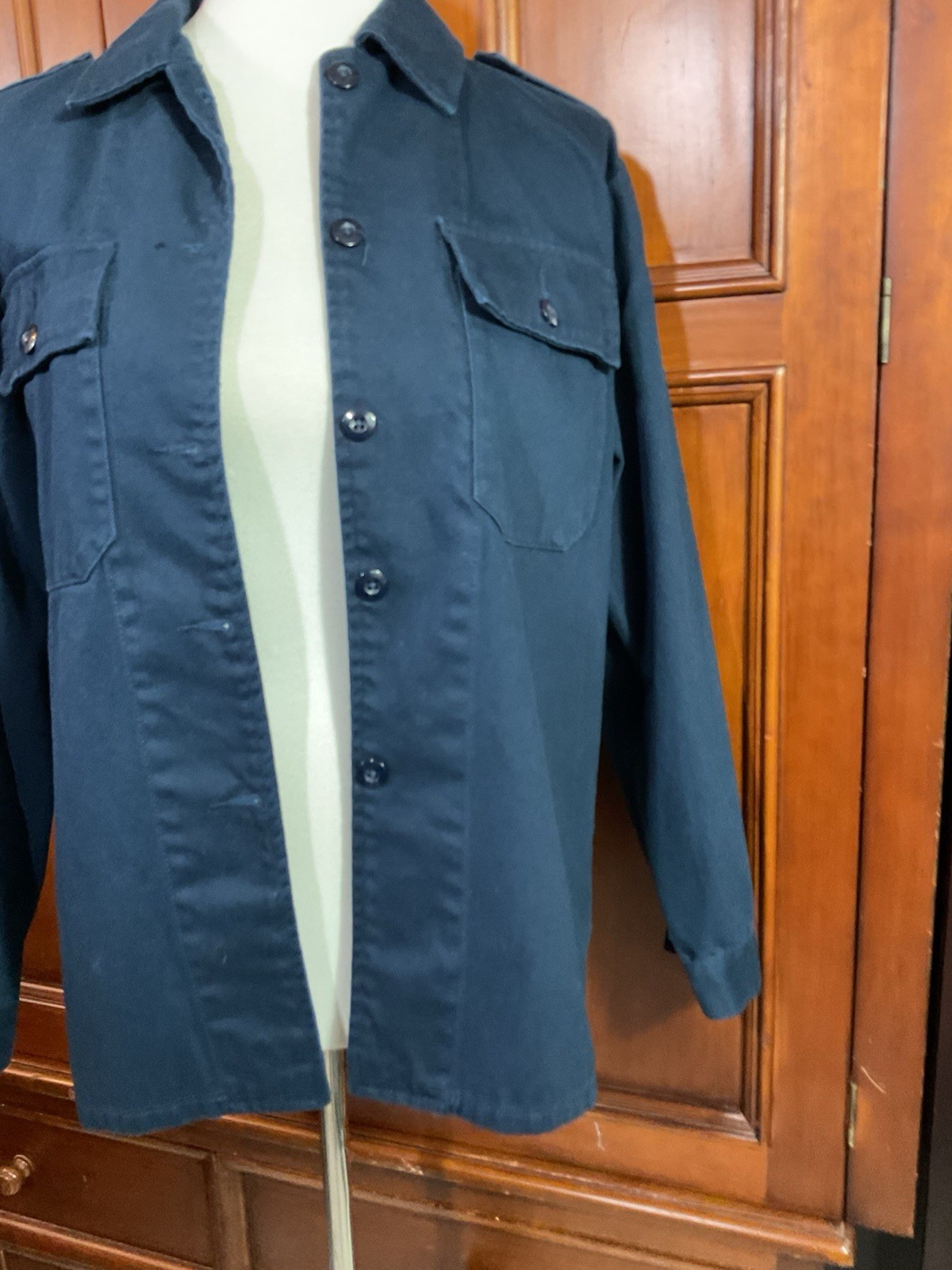 Forever 21 Solid Navy Blue Buttoned Pocketed Jack… - image 6