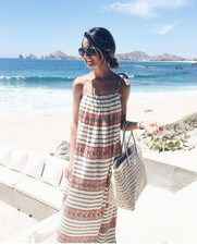 Madewell Beach Sicily Boho Cotton Tribal Print Maxi XS Dress NEW