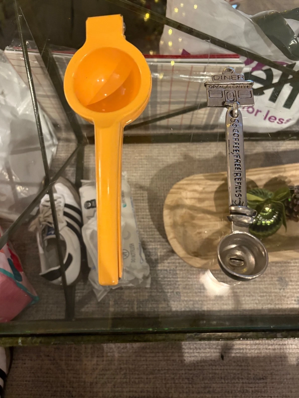 Vtg Morphosis Metal Coffee Bean Spoon & Hanger Pewter Kitchen + Lemon Squeezer