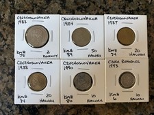 CZECH REPUBLIC Czechoslovakia LOT OF 6 Various Coins 1983-1993 Koruny Haleru