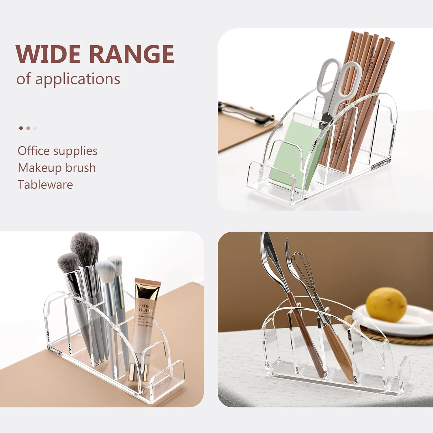 Acrylic 5 Compartments Remote Control Holder, Multi-Functional Bedside Couch Liv