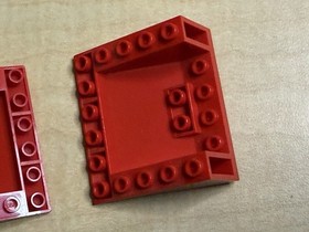 2x Lego #4228 Slope Brick 33 5x6x2  Inverted Red Classic Space 6989 Mega Core