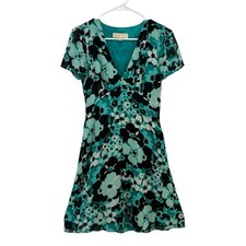 Michael Kors Teal Floral V-Neck Mini Dress Size 0 (U)