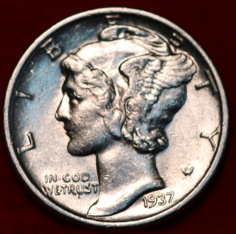 Uncirculated 1937 Philadelphia Mint Silver Mercury Dime