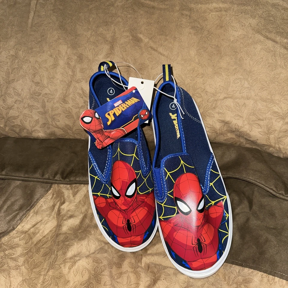 NUEVAS Tenis sin Cordones SpiderMan Talla 4 ZAPATOS JÓVENES NIÑOS GRANDES Marvel Spider-man Niños Foto 2 de 4