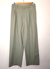 Uniqlo Pleated Wide Trousers Size M Wiat 30 Green Pastel
