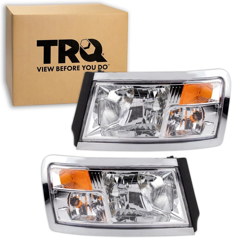 2 Piece Headlight Assembly Set Chrome Bezel for Dodge Ram Dakota 2008-2011 Foto 4 de 4