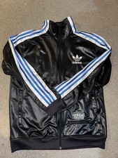 Adidas Vintage Retro Chile 62 Tracksuit Jacket, Black With Blue Stripes, Size M