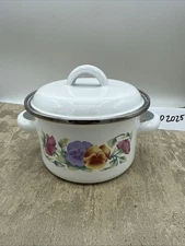Corning Enamelware Summer Blush 1.25 Qt. 6” Enameled Metal Casserole Pot W/lid