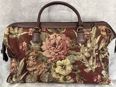 Ricardo Beverly Hills Floral Tapestry Carpet Duffle Carry On Bag Luggage Zipper