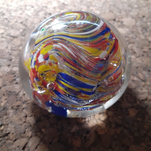Art Glass Paper Weight Scramble Ribbons of Color 2.5" - Picture 5 of 13