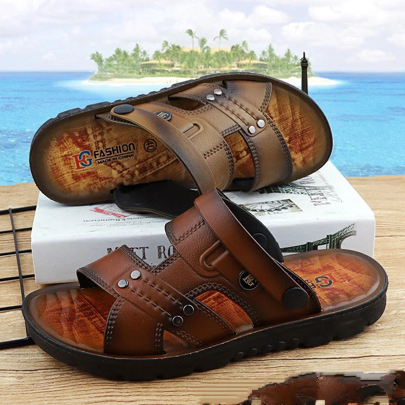 Men s Flat Beach Sandals Open Toe Slip On Outdoor Casual Comfort
