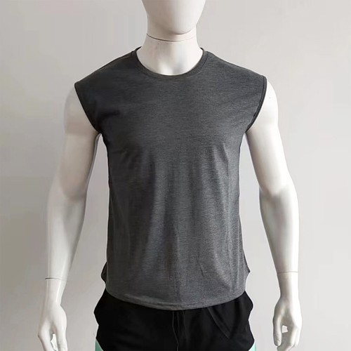Mens Workout Tank Top Sleeveless Round Neck Gym Bodybuilding Cut Off T Shirts - Picture 48 of 61