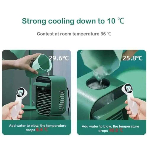 Strong Cooling 8 in. 3 Fan Speeds Personal Misting Fan in Green Brushless M - Picture 2 of 7