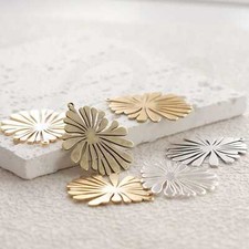 Premium Plated Laser Cut Solid Raw Brass Charm - Flower 31.7x21.2mm 4903C-4 
