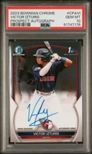 2023 BOWMAN CHROME AUTO #CPAVI VICTOR IZTURIS RC CLEVELAND 1st PSA 10 (176)