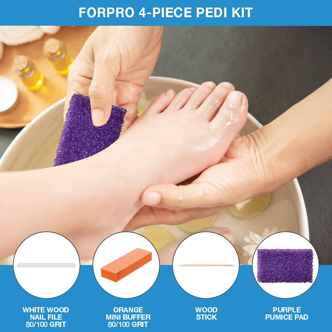 ForPro 4Piece Pedicure Kit, 200Count, IndividuallyPacked, Purple