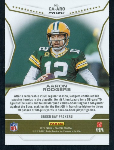 Panini Playoff Call to Arms Pink Prizm 2021 Aaron Rodgers #CA-ARO 4 MVP - Imagen 2 de 2