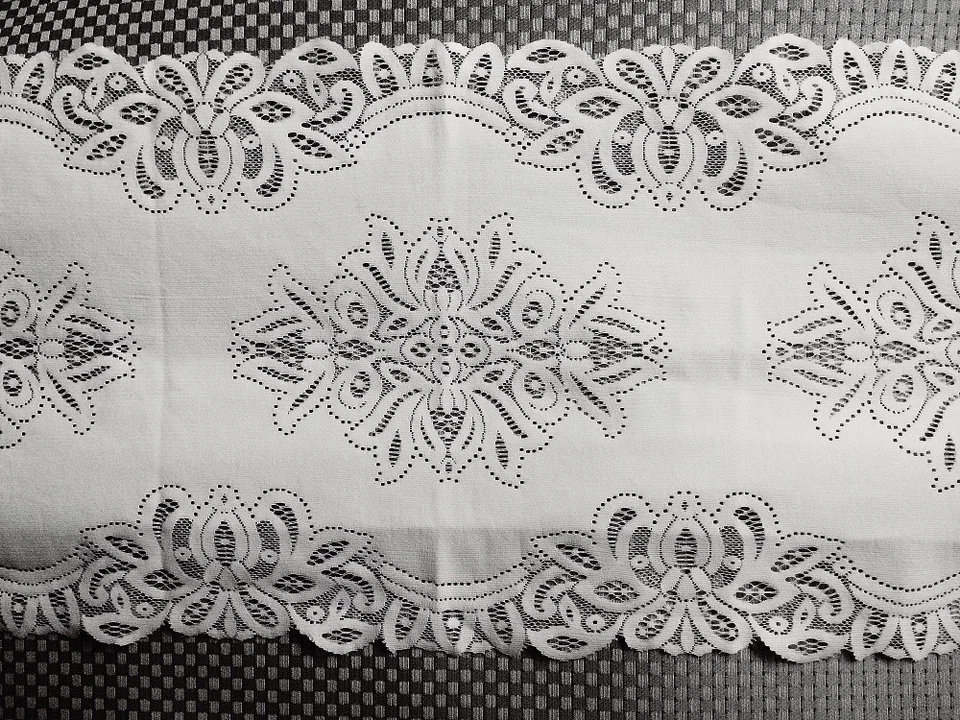 Corredor de mesa de encaje blanco Artistry 15" x 59" sala dormitorio comedor estudio Foto 3 de 4