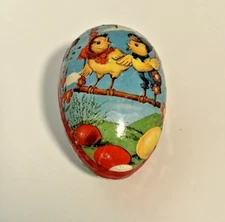 VTG German Easter Egg Box Container Paper Mache Chicks on Branch Western Germany
