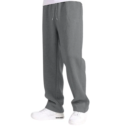 Herren Fleece gefütterte Jogginghose weites gerades Bein Hose unten Sweatpants Jogger - Bild 16 von 54