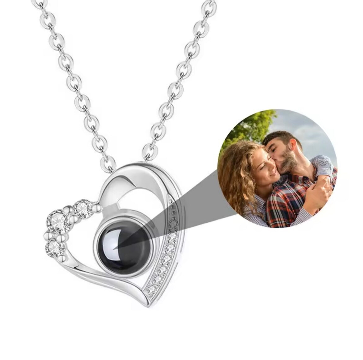 Custom Photo Projection Necklace Pendant I Love You 100 Languages